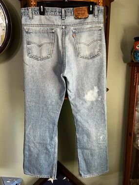 Vintage 80s Orange Tab Levi’s 517 USA Bootcut Worn Denim Jeans 38x32